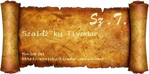 Szalóky Tivadar névjegykártya