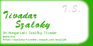 tivadar szaloky business card